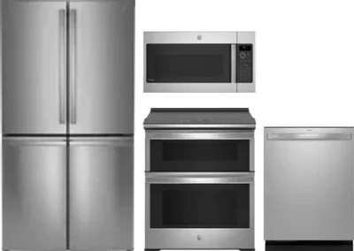 4 Piece Package Includes Refrigerator, Range, Microwave And Dishwasher